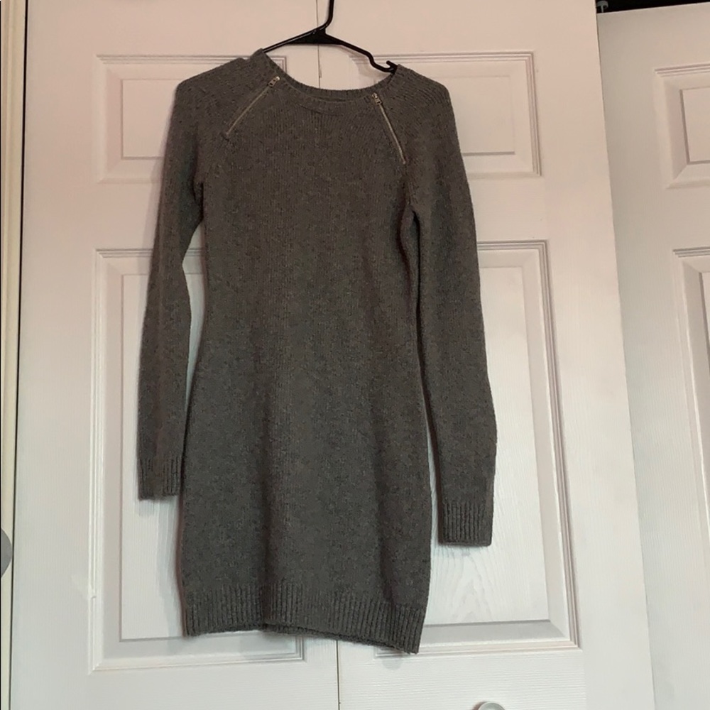 Gray sweater dress